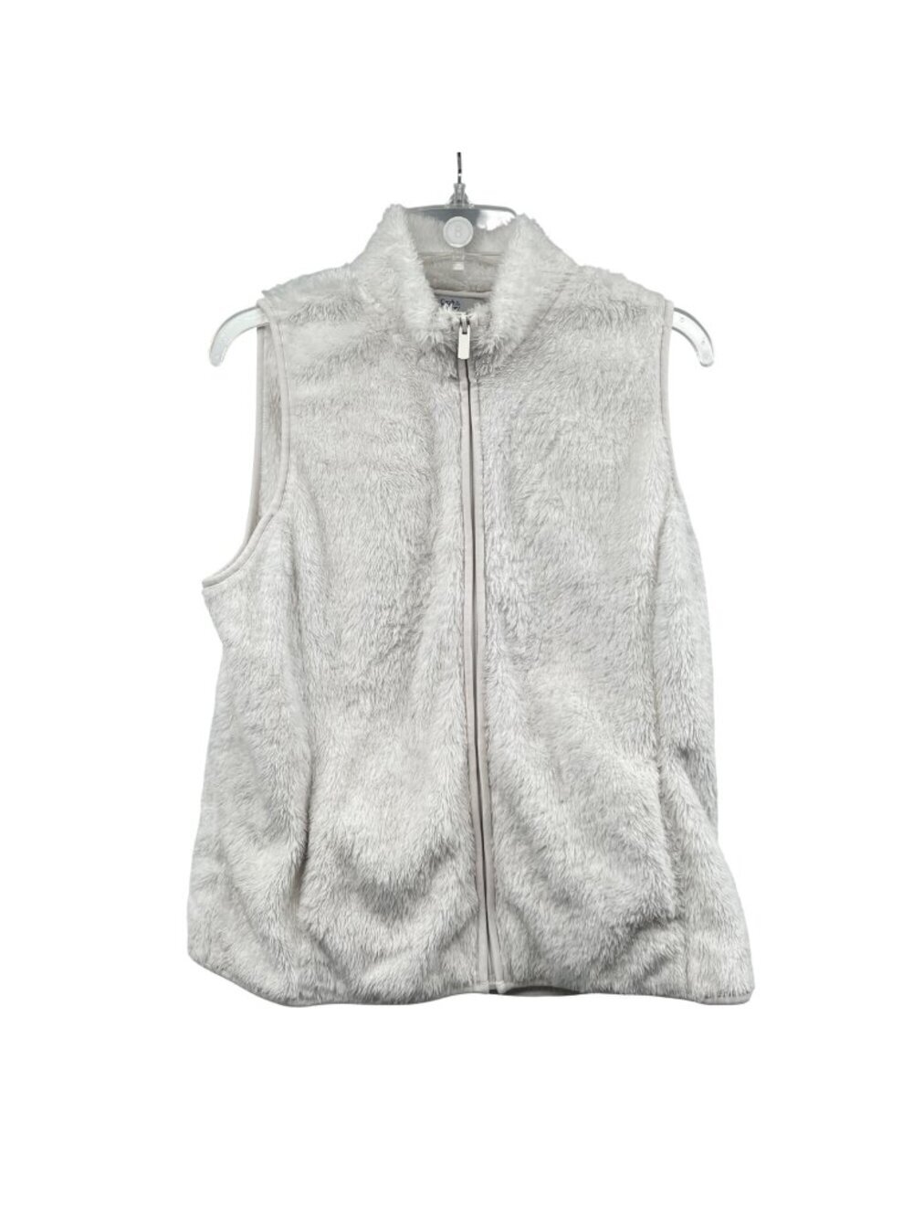 Croft & Barrow Womens Faux Fur Vest Full Zip White Size Medium Pockets
